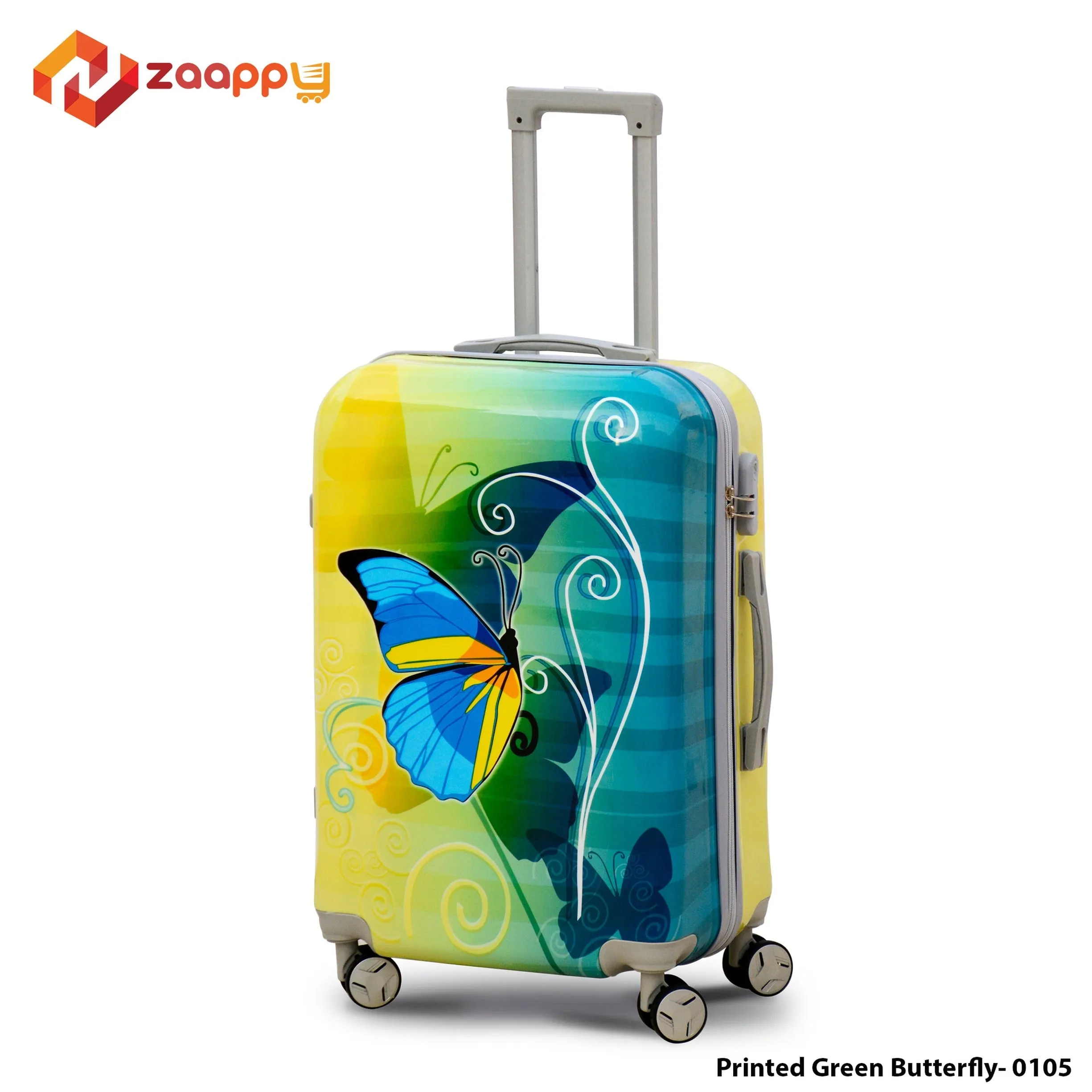 24 Inch Green Colour Printed Butterfly Lightweight ABS Luggage | Hard Case Trolley Bag