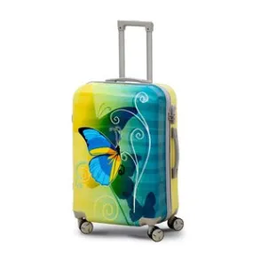 24 Inch Green Colour Printed Butterfly Lightweight ABS Luggage | Hard Case Trolley Bag