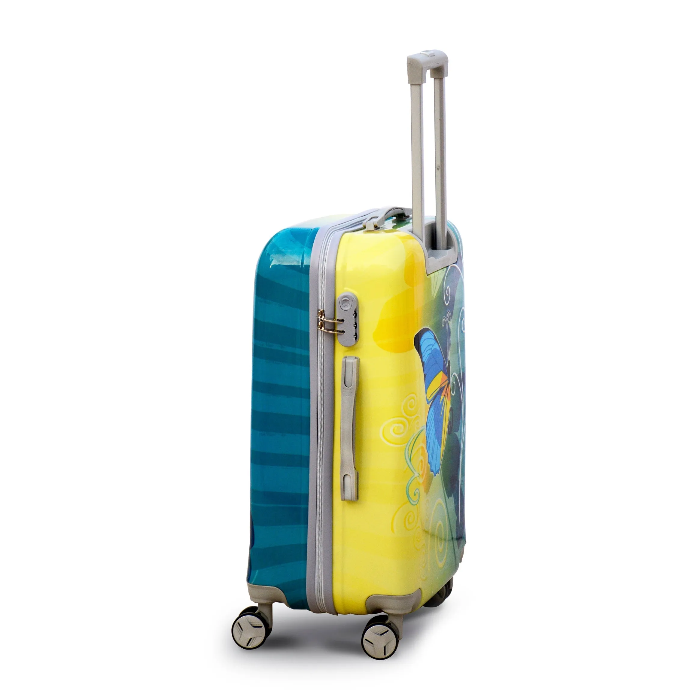 24 Inch Green Colour Printed Butterfly Lightweight ABS Luggage | Hard Case Trolley Bag