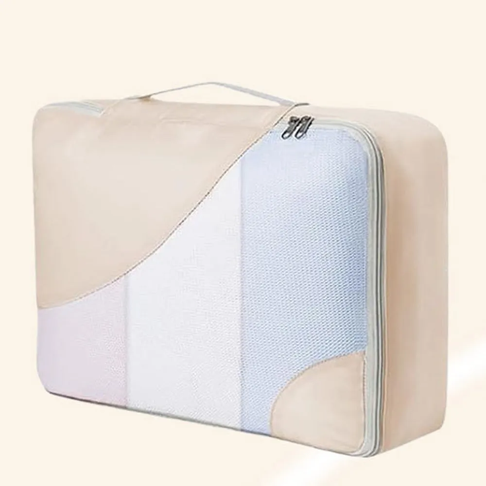 8Pcs Set Travel Packing Cubes Compression Storage Bags for Suitcases Beige