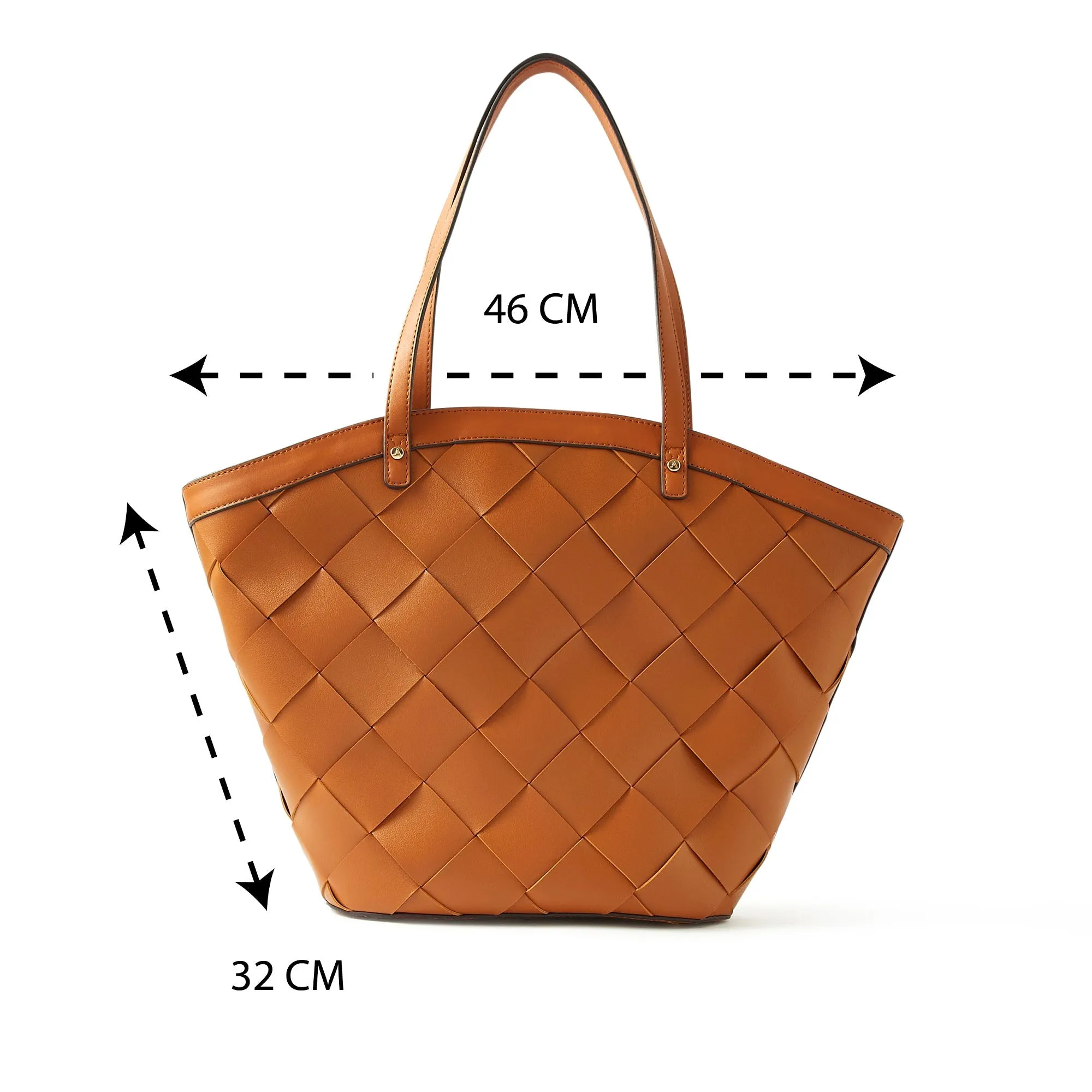 Accessorize London Women's Faux Leather Tan Cross-Weave tote Bag