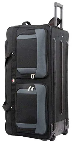 Amaro 36in Rolling Duffel Bag With Wheels | Travel Duffle Luggage Bag | Lightweight Rolling Bag L | Retractable Pull Handle (Black)