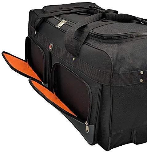 Amaro 36in Rolling Duffel Bag With Wheels | Travel Duffle Luggage Bag | Lightweight Rolling Bag L | Retractable Pull Handle (Black)