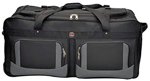 Amaro 36in Rolling Duffel Bag With Wheels | Travel Duffle Luggage Bag | Lightweight Rolling Bag L | Retractable Pull Handle (Black)