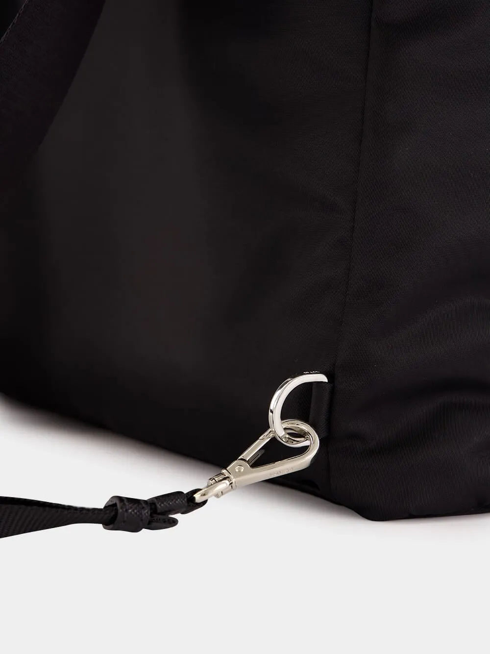 Black Re-Nylon and Saffiano Leather Tote Bag