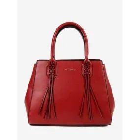 Braid Tassel PU Leather Handbag With Strap - Red