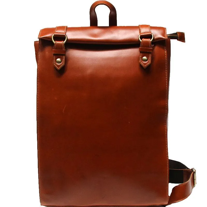 Brown Leather Mens Backpack Travel Backpacks Laptop Backpack for men