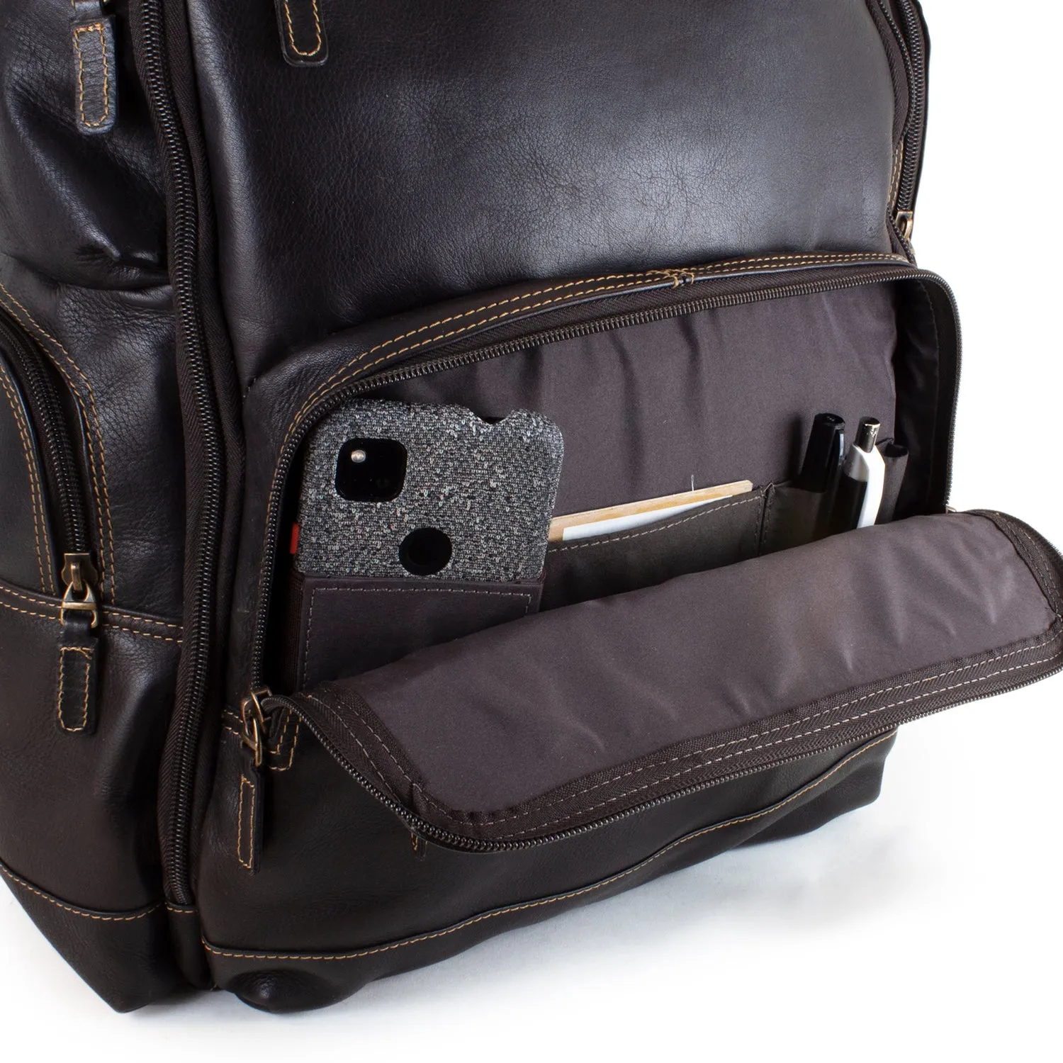 DayTrekr Collection Leather Deluxe Backpack