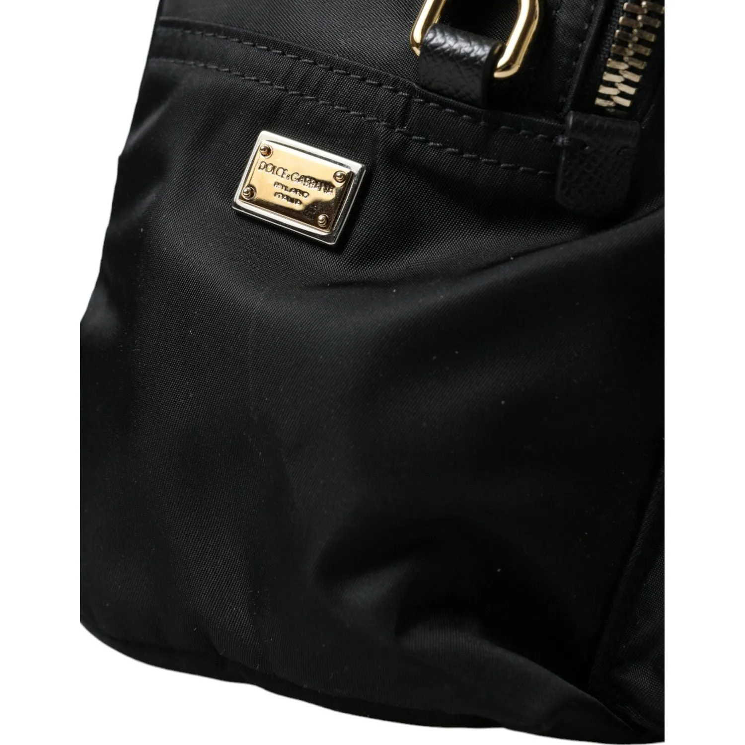 Dolce & Gabbana Elegant Black Gold Detail Backpack