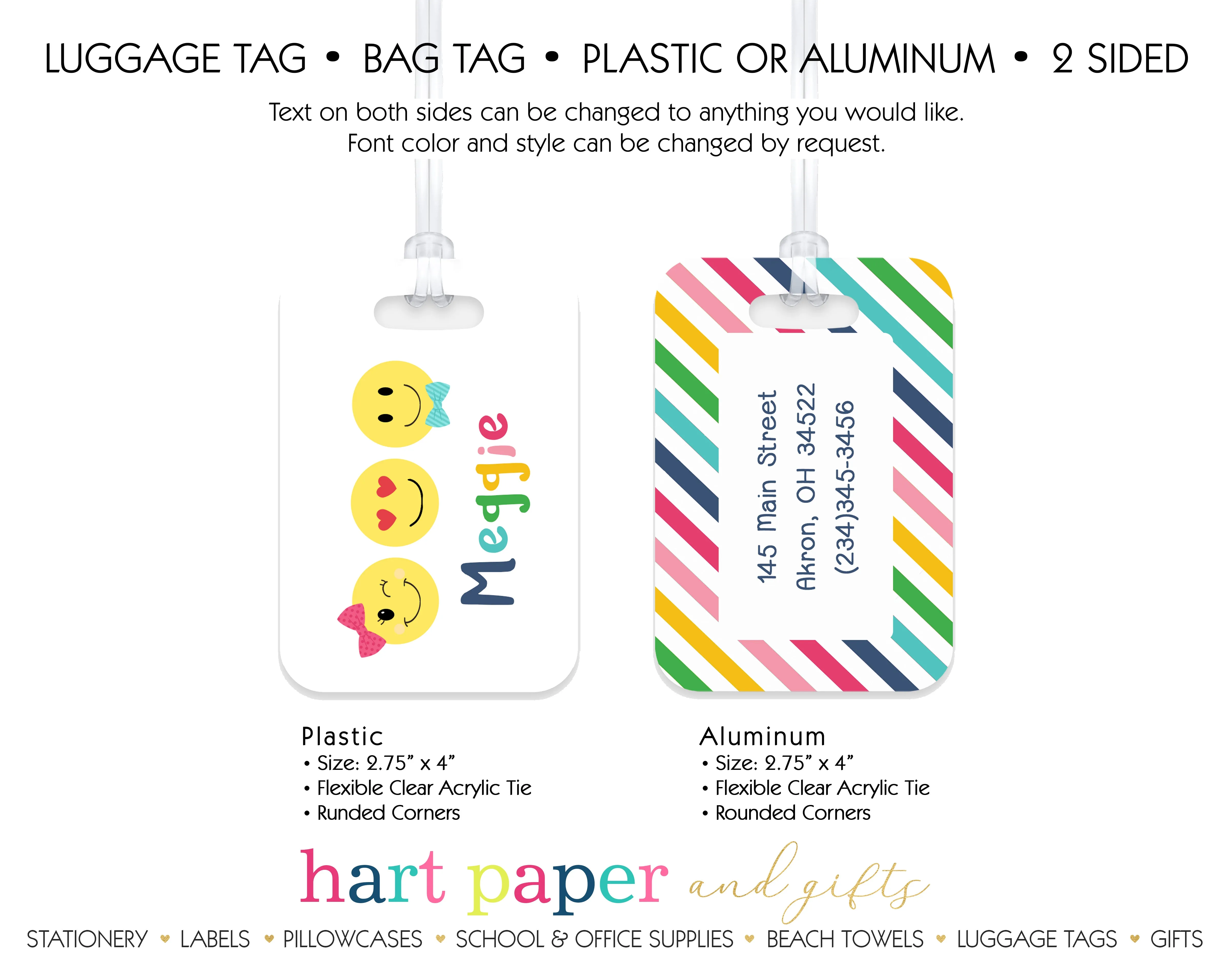 Emoji Happy Face Luggage Bag Tag