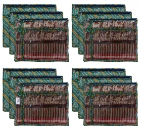 Heart Home Bandhani Print PVC Foldable Single Saree Cover|Clothes Storage For Saree, Lehenga, Suit With Transparent Pack of 12 (Green)
