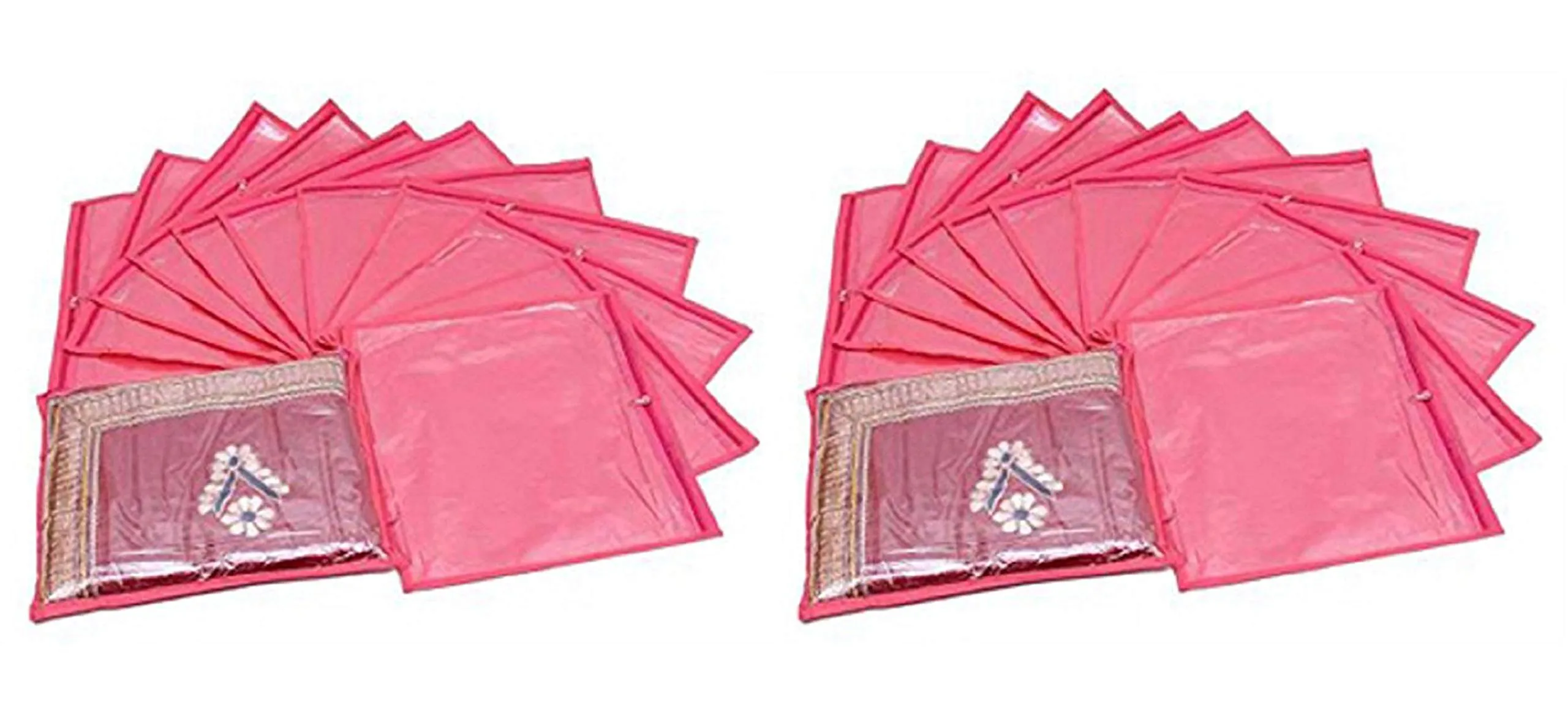 Kuber Industries 24 Piece Non Woven Saree Cover Set, Pink (VARAS644_3)