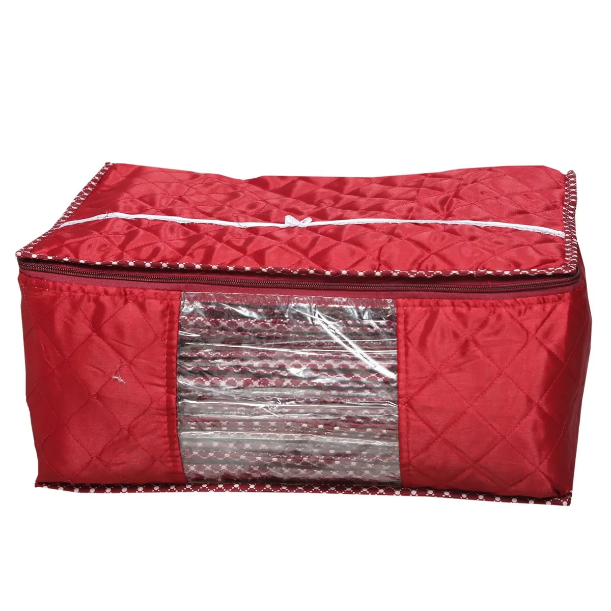Kuber Industries™ 3 Layered Quilted Maroon Saree Cover Set of 3 Pcs (10-15 Sarees Capacity) (K0404)