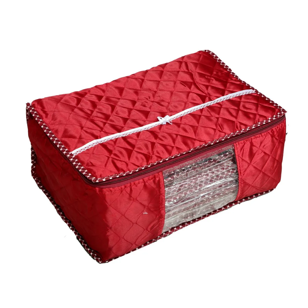 Kuber Industries™ 3 Layered Quilted Maroon Saree Cover Set of 3 Pcs (10-15 Sarees Capacity) (K0404)