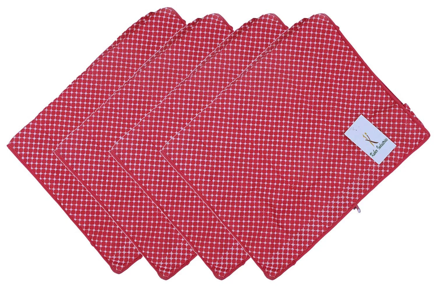 Kuber Industries Polka Dots 2 Piece Hathkadi Print Cotton Saree Cover, Pink