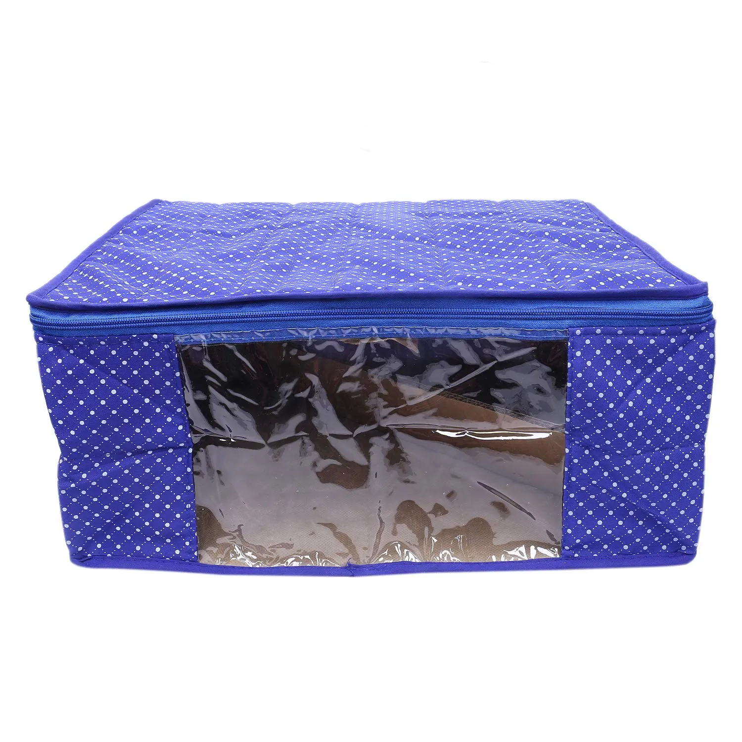 Kuber Industries Polka Dots 5 Piece Cotton 3 Layered Quilted Saree Cover, Blue-CTKTC25797