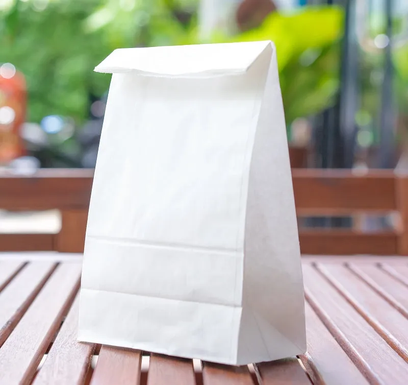 Large White Block Bottom Paper Bags x100