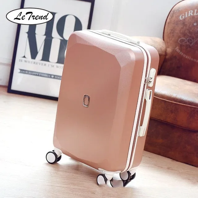 LeTrend Cute Women Rolling Luggage Sets Spinner Password Suitcase Wheels 20 inch Korean Carry on Trolley Travel Bag Trunk
