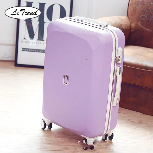 LeTrend Cute Women Rolling Luggage Sets Spinner Password Suitcase Wheels 20 inch Korean Carry on Trolley Travel Bag Trunk
