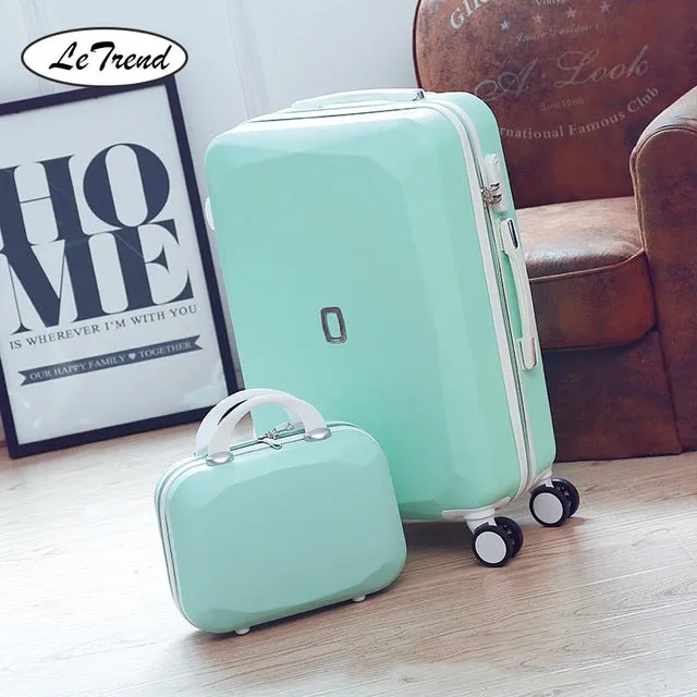 LeTrend Cute Women Rolling Luggage Sets Spinner Password Suitcase Wheels 20 inch Korean Carry on Trolley Travel Bag Trunk