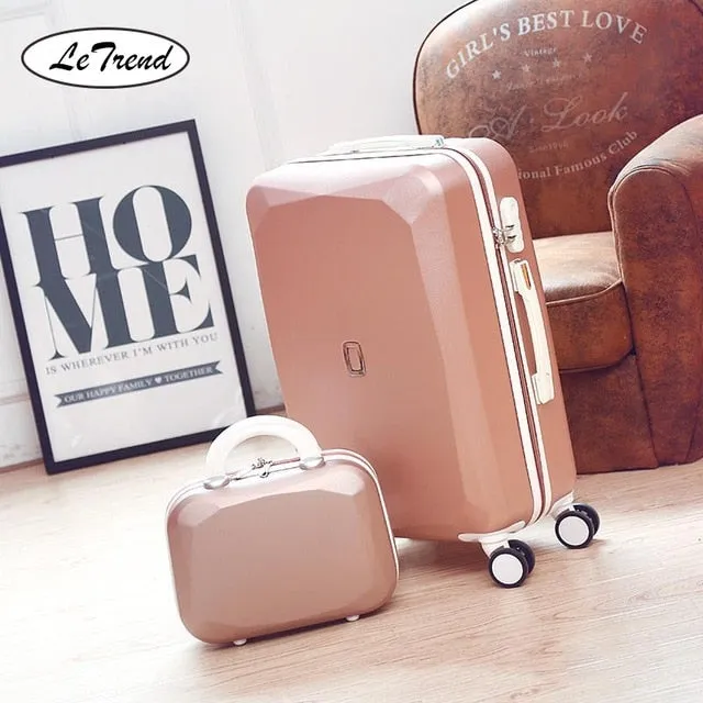 LeTrend Cute Women Rolling Luggage Sets Spinner Password Suitcase Wheels 20 inch Korean Carry on Trolley Travel Bag Trunk