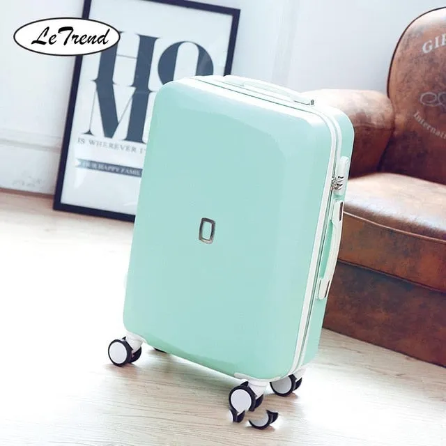 LeTrend Cute Women Rolling Luggage Sets Spinner Password Suitcase Wheels 20 inch Korean Carry on Trolley Travel Bag Trunk