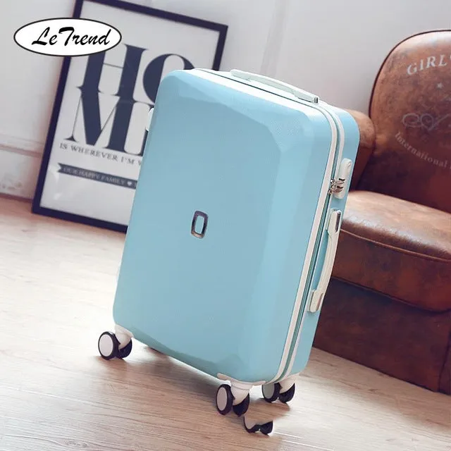 LeTrend Cute Women Rolling Luggage Sets Spinner Password Suitcase Wheels 20 inch Korean Carry on Trolley Travel Bag Trunk