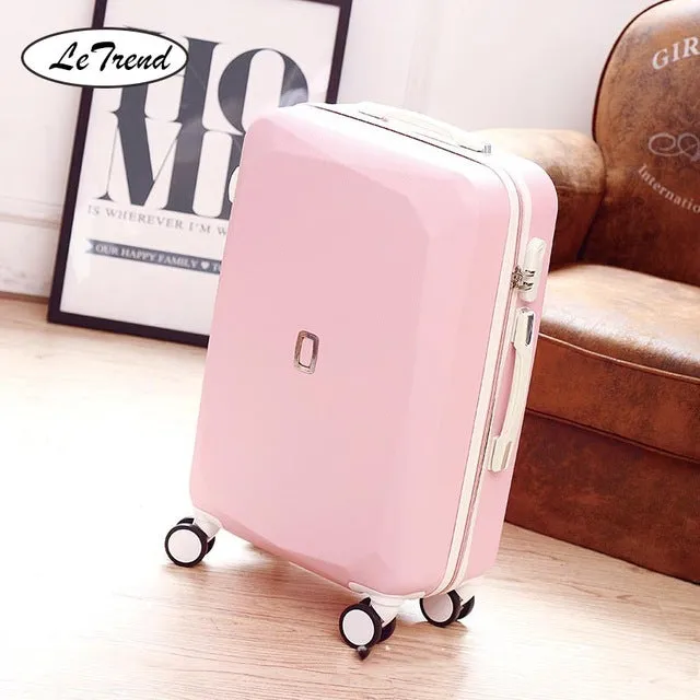 LeTrend Cute Women Rolling Luggage Sets Spinner Password Suitcase Wheels 20 inch Korean Carry on Trolley Travel Bag Trunk