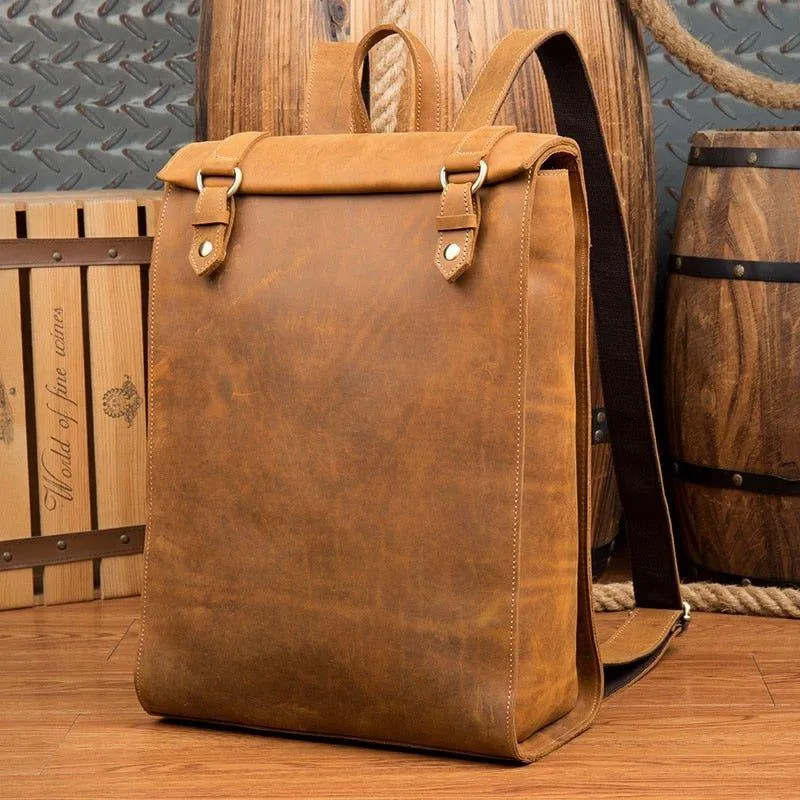 Mens Leather Backpack for Laptop