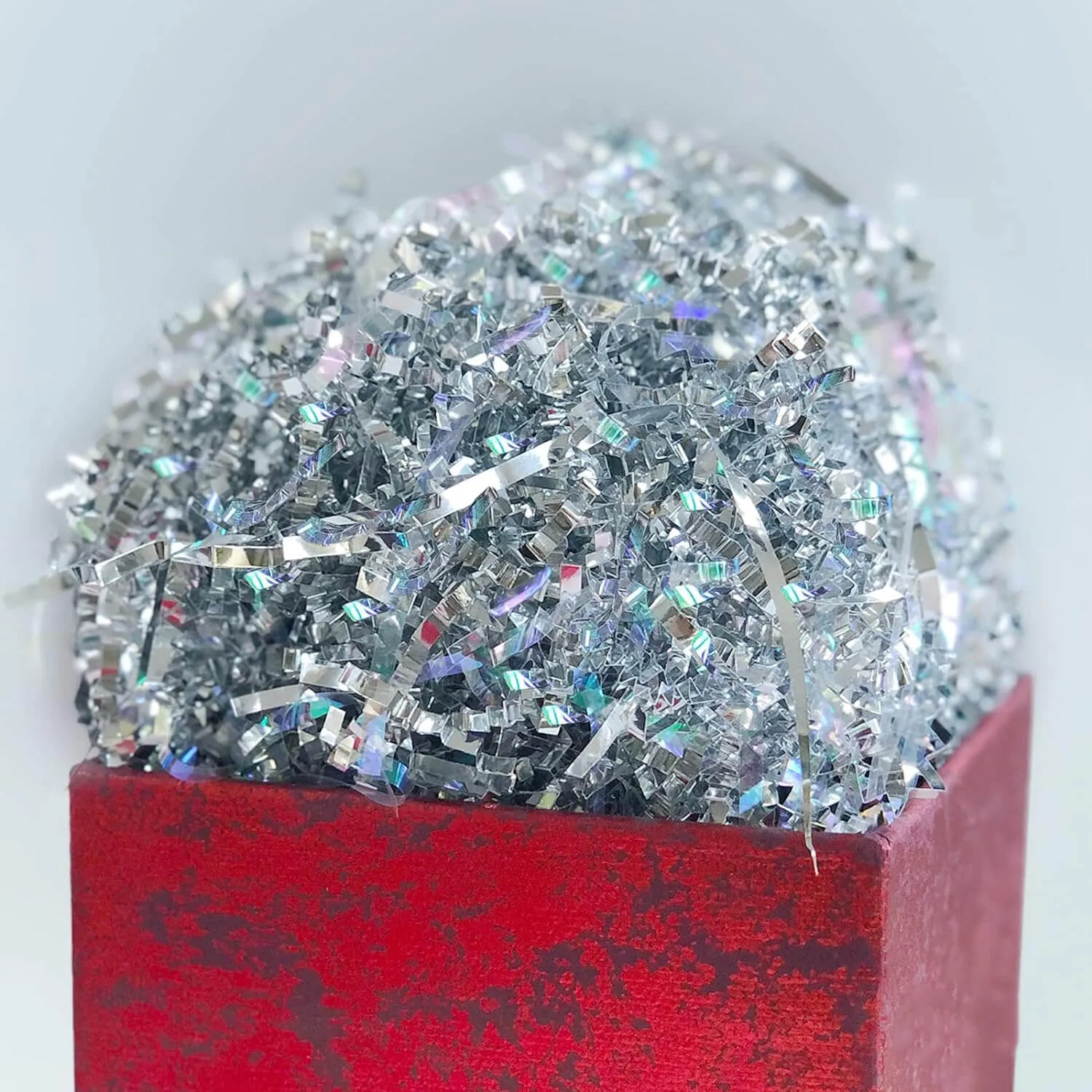 Metallic Silver Crinkle Paper Shredded Gift Basket Filler, 10 LB