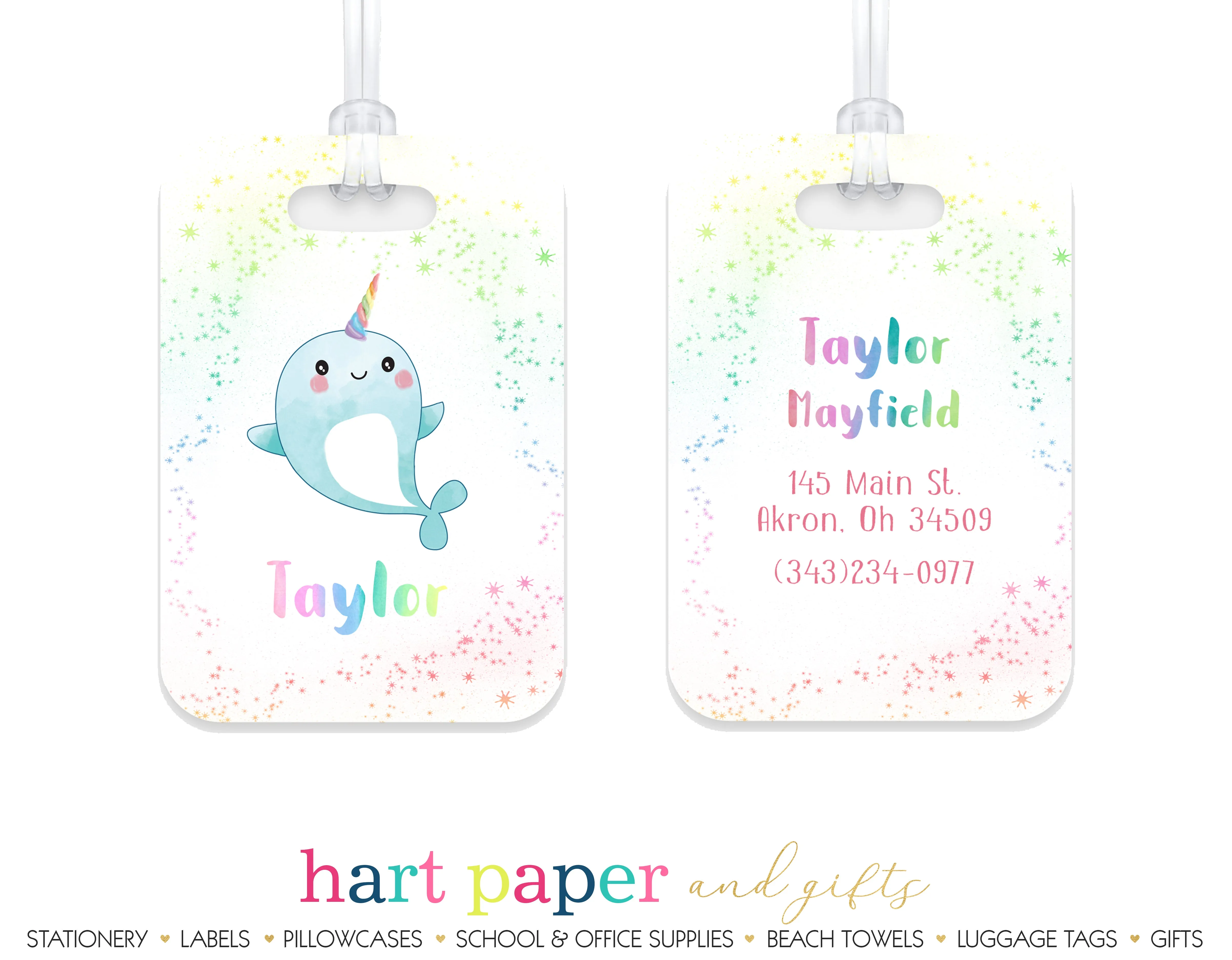Narwhal Rainbow Luggage Bag Tag