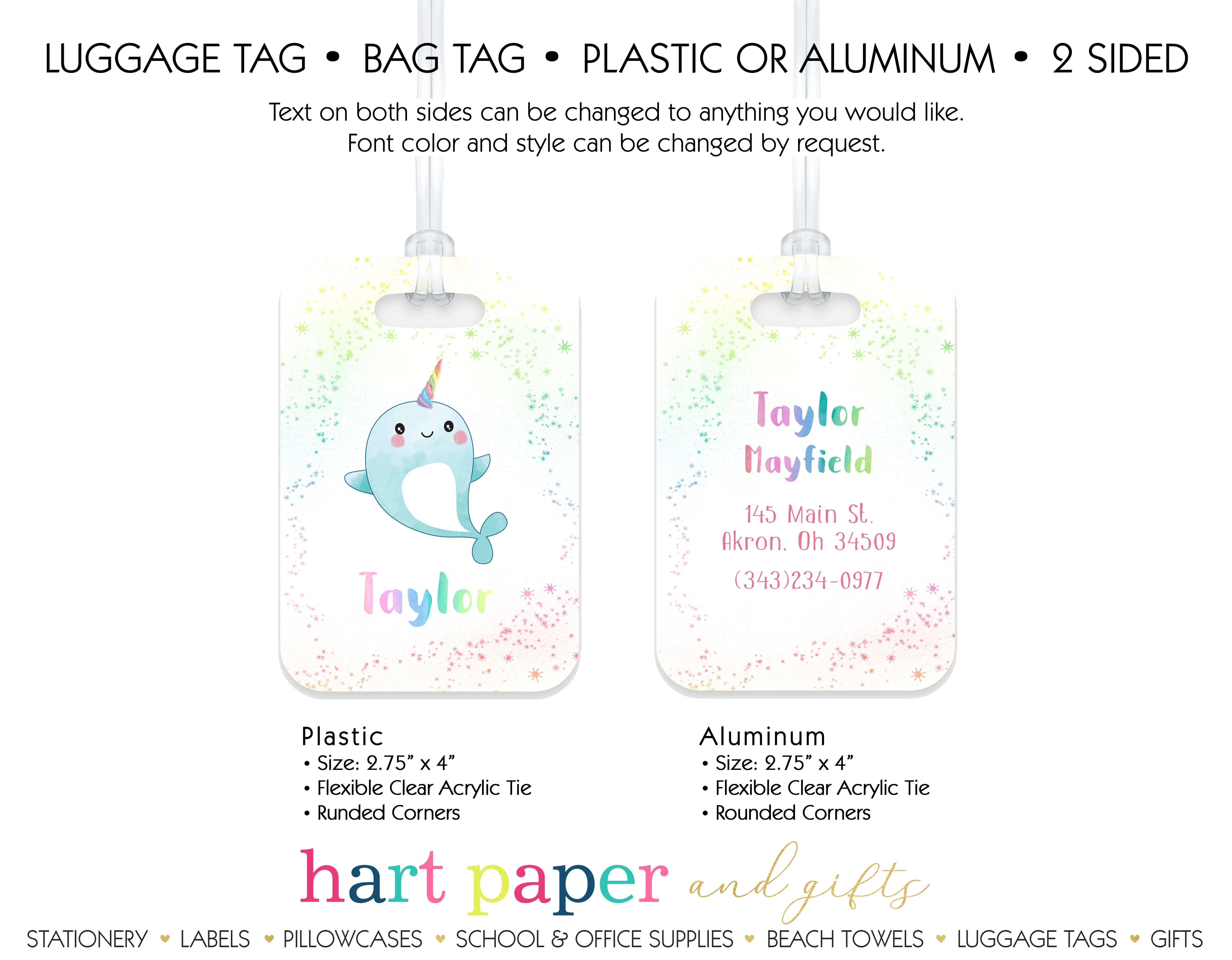 Narwhal Rainbow Luggage Bag Tag