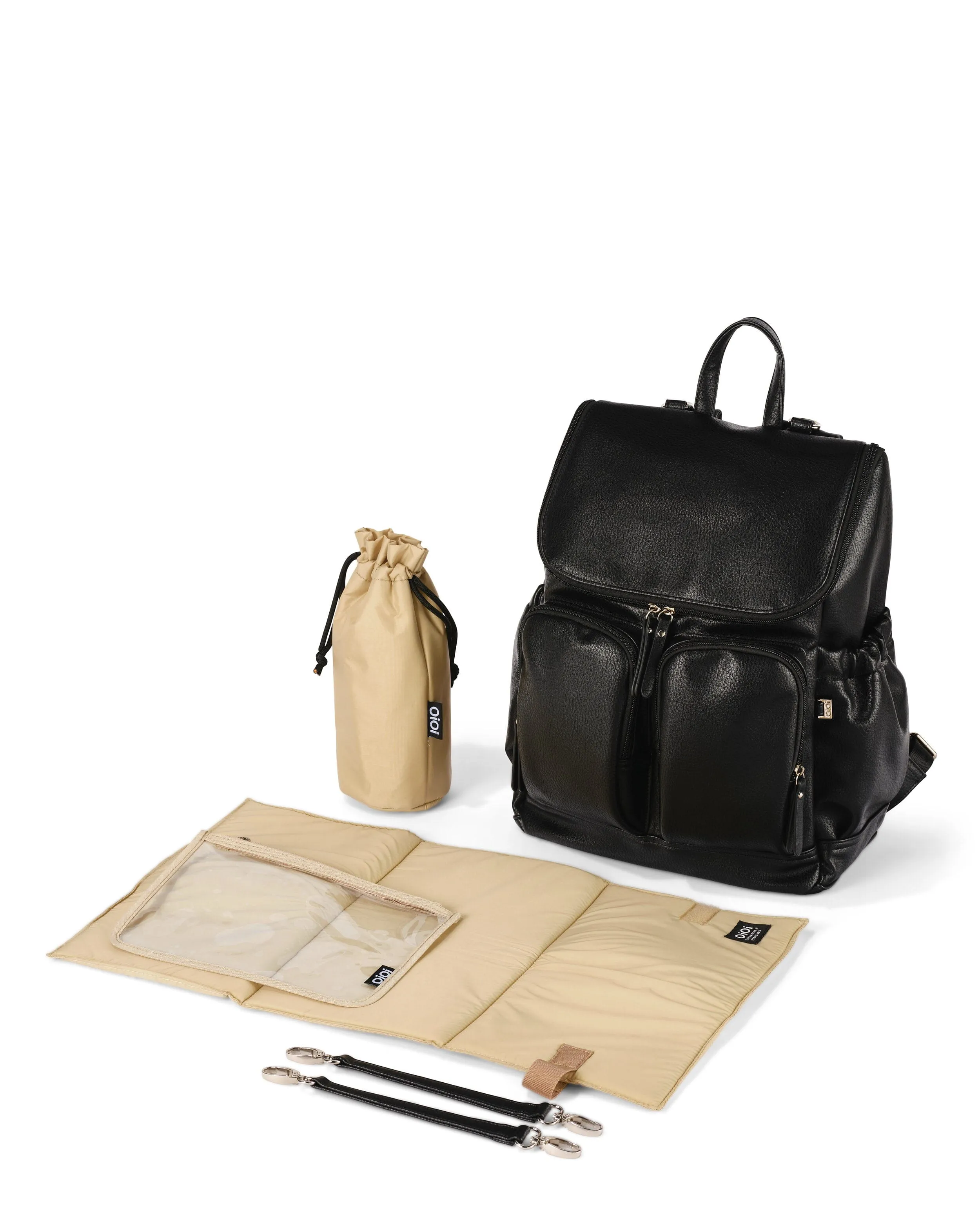 OiOi - Signature Nappy Backpack - Black Dimple Vegan Leather