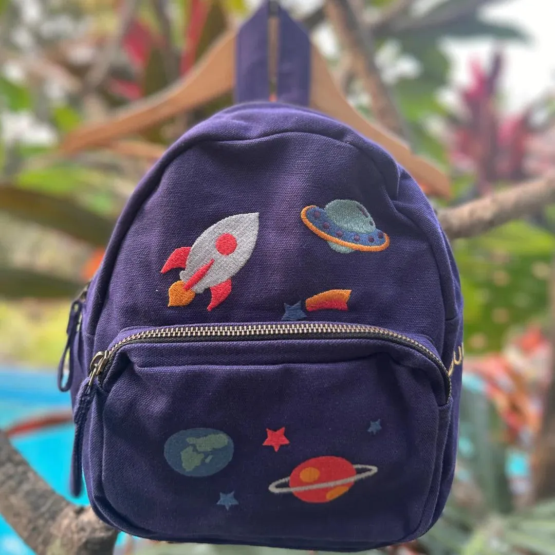 Organic Canvas Backpack | Dino - Sky Blue