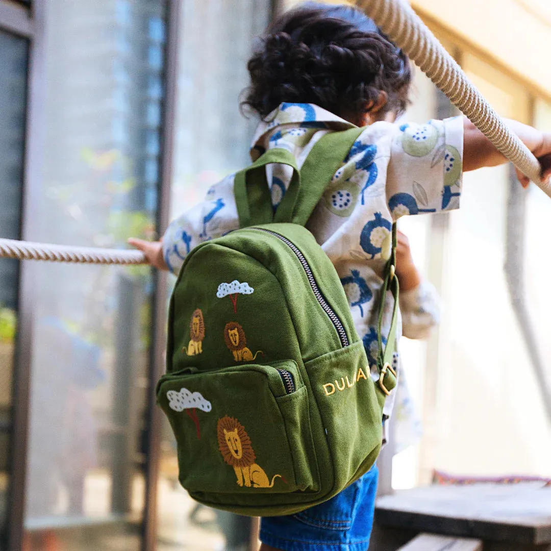 Organic Canvas Backpack | Dino - Sky Blue