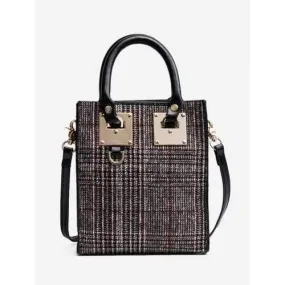 Plaid Metal Handbag - Red
