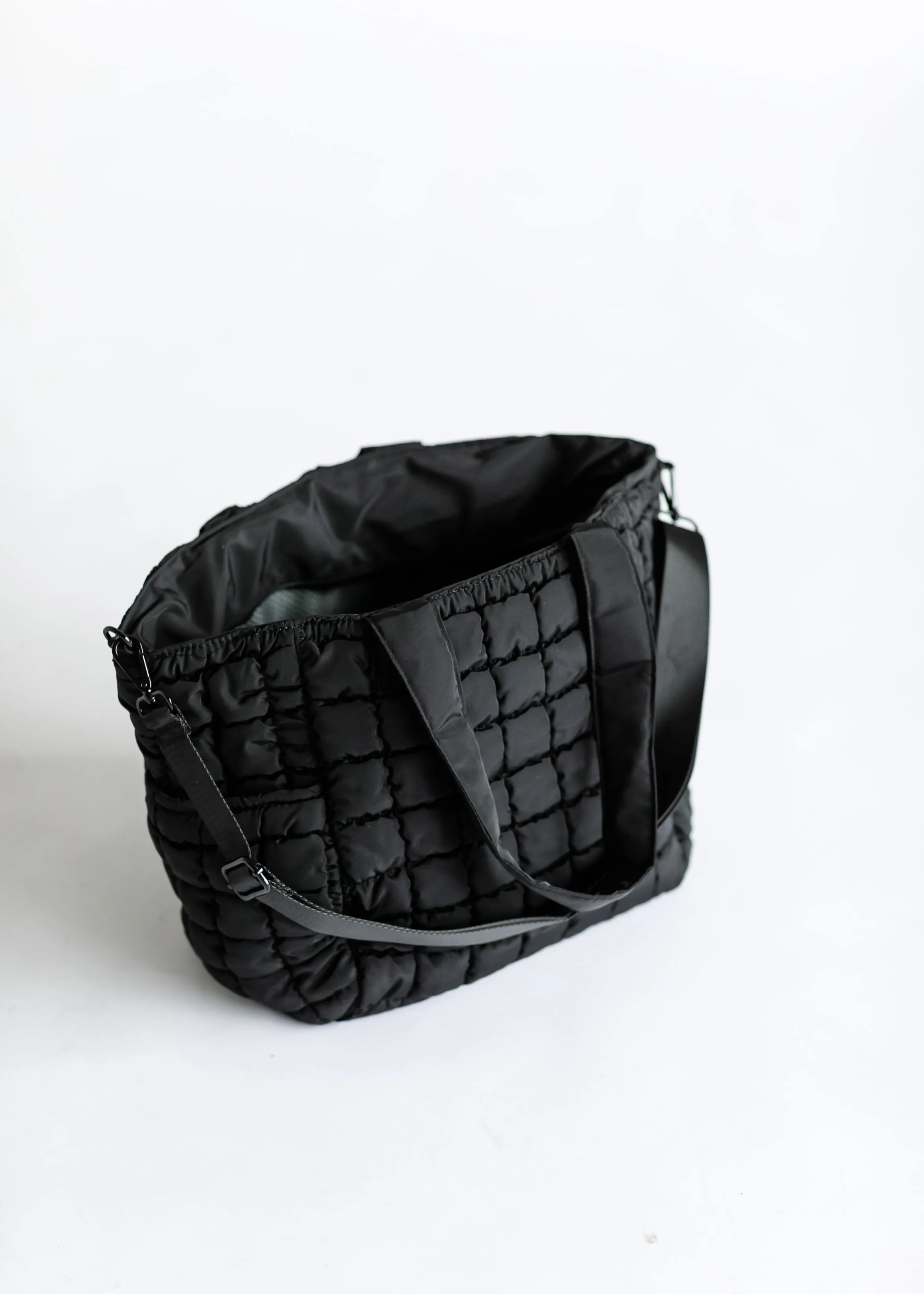 Quilted Nylon Large Tote Bag