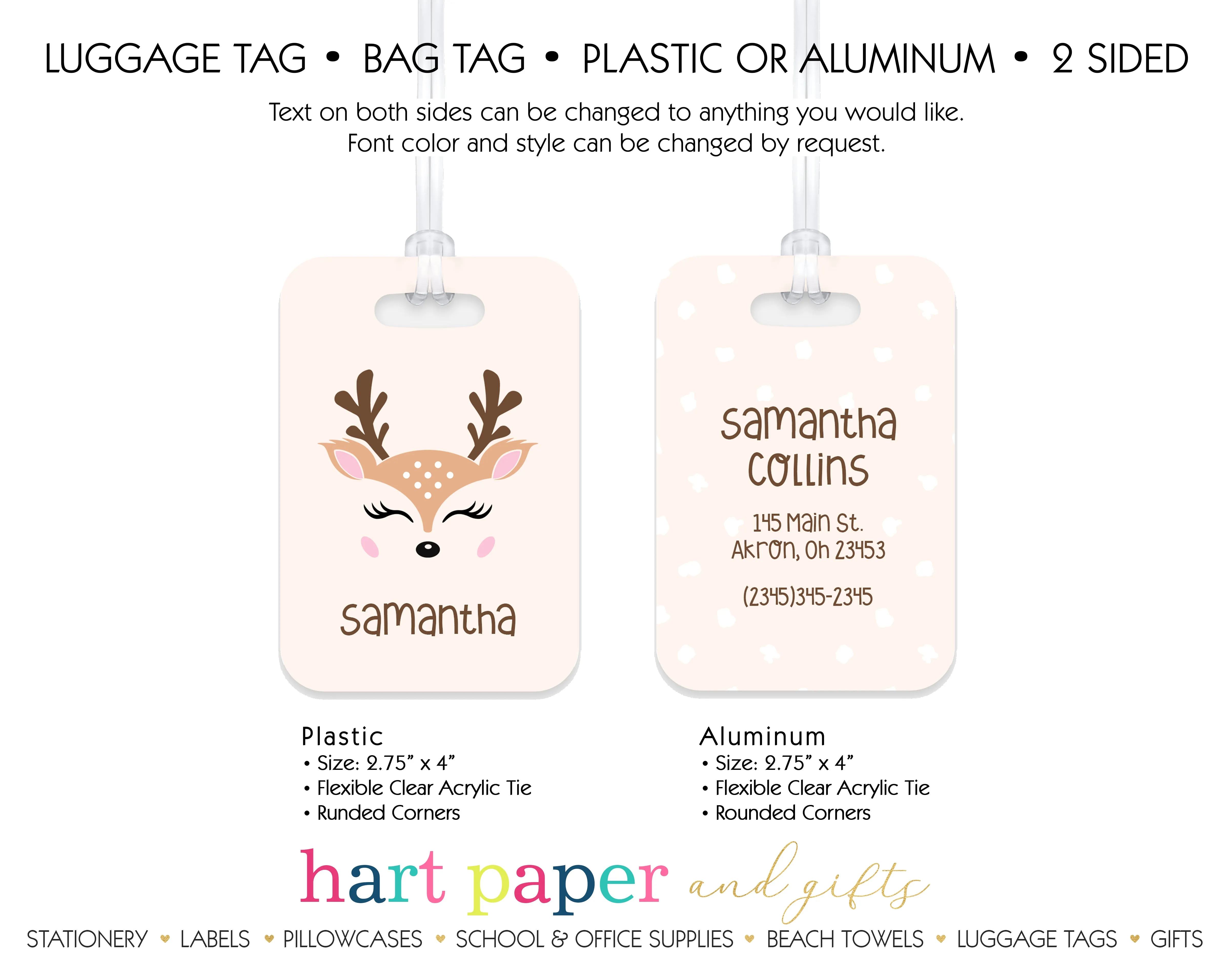 Reindeer Deer Luggage Bag Tag