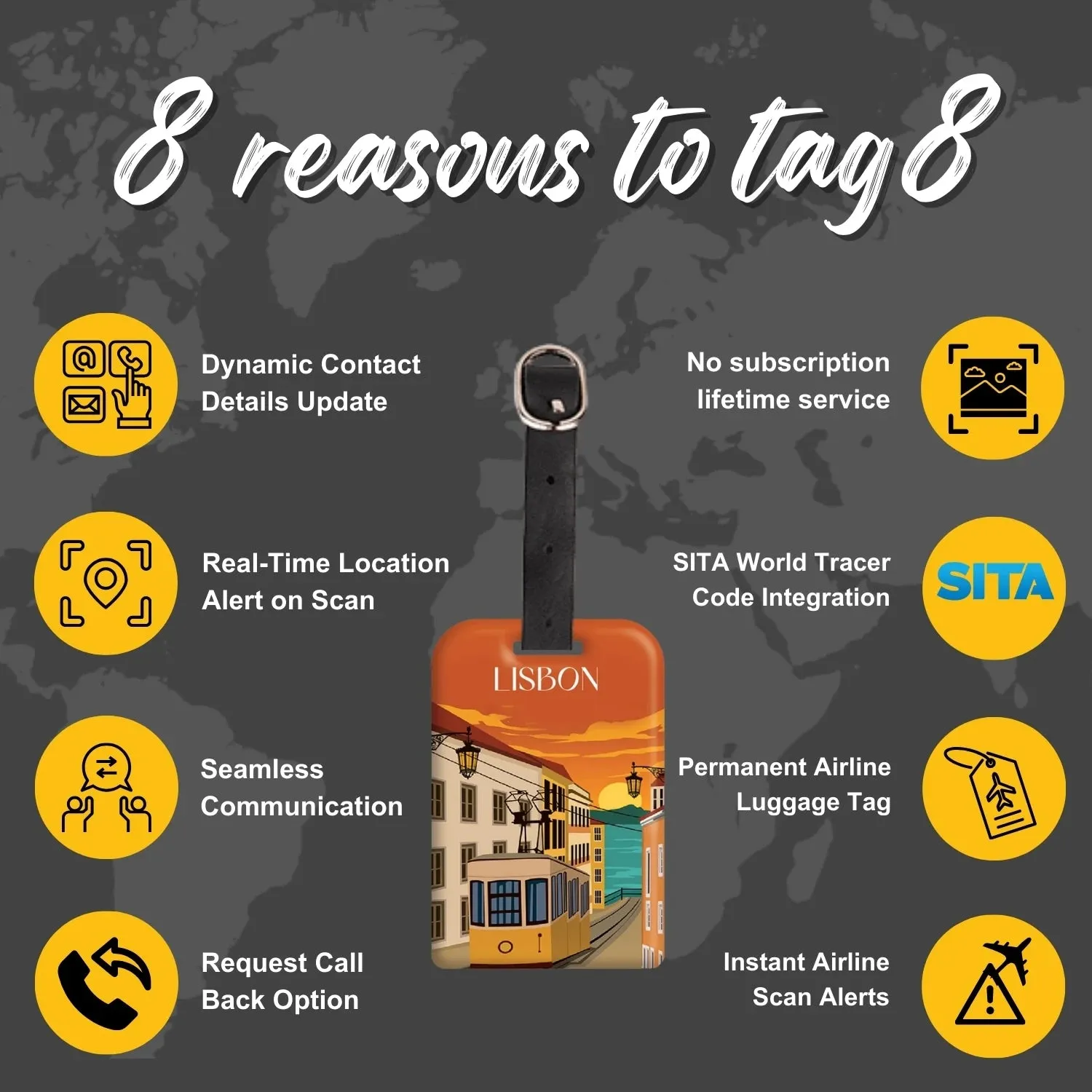 Smart Bag Security Tag - Lisbon  [Pack 2]