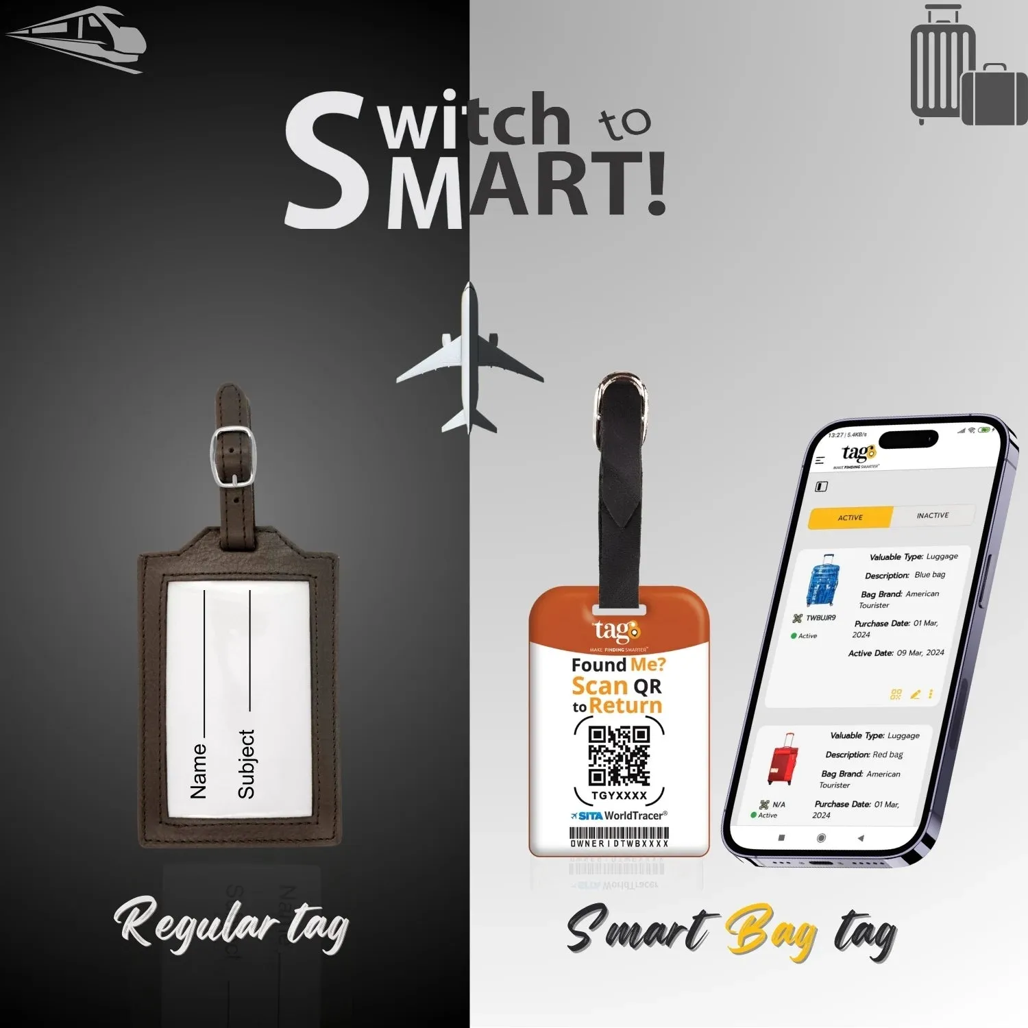 Smart Bag Security Tag - Lisbon  [Pack 2]
