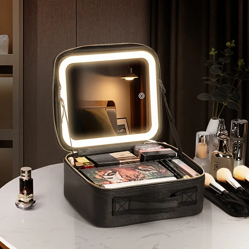 Travel Makeup Bag With LED Lighted & Mirror