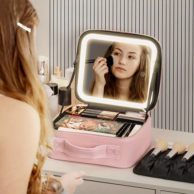 Travel Makeup Bag With LED Lighted & Mirror
