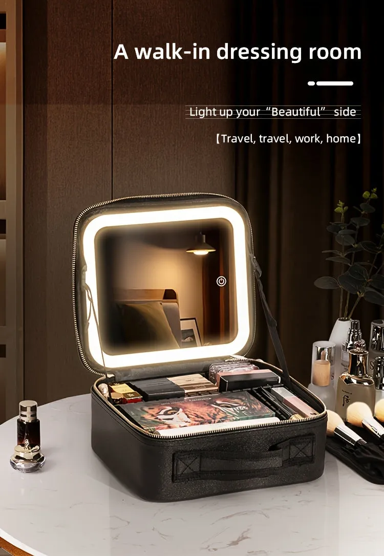 Travel Makeup Bag With LED Lighted & Mirror