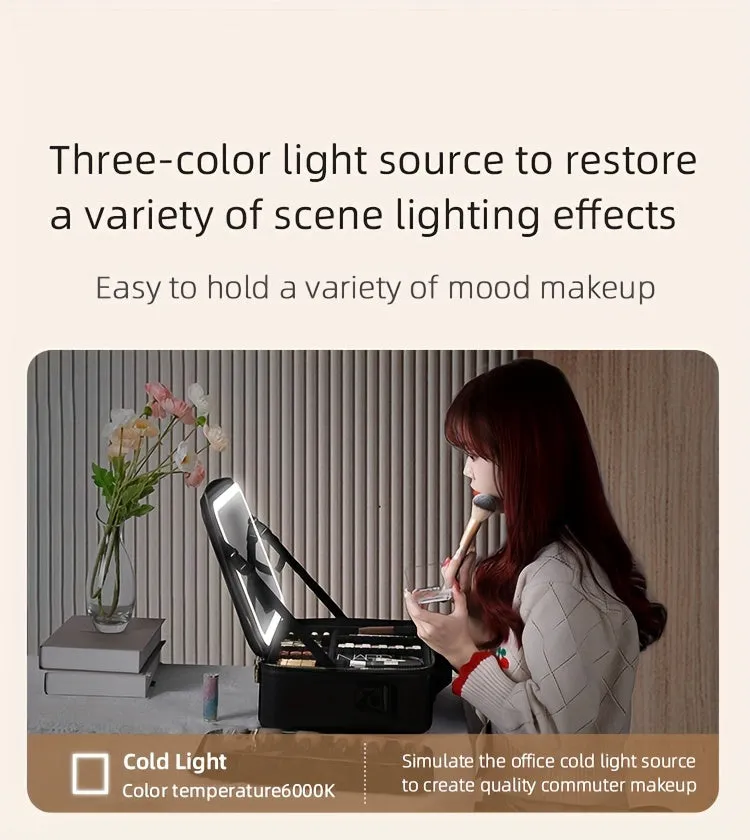 Travel Makeup Bag With LED Lighted & Mirror