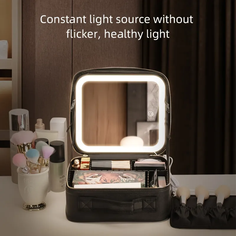 Travel Makeup Bag With LED Lighted & Mirror