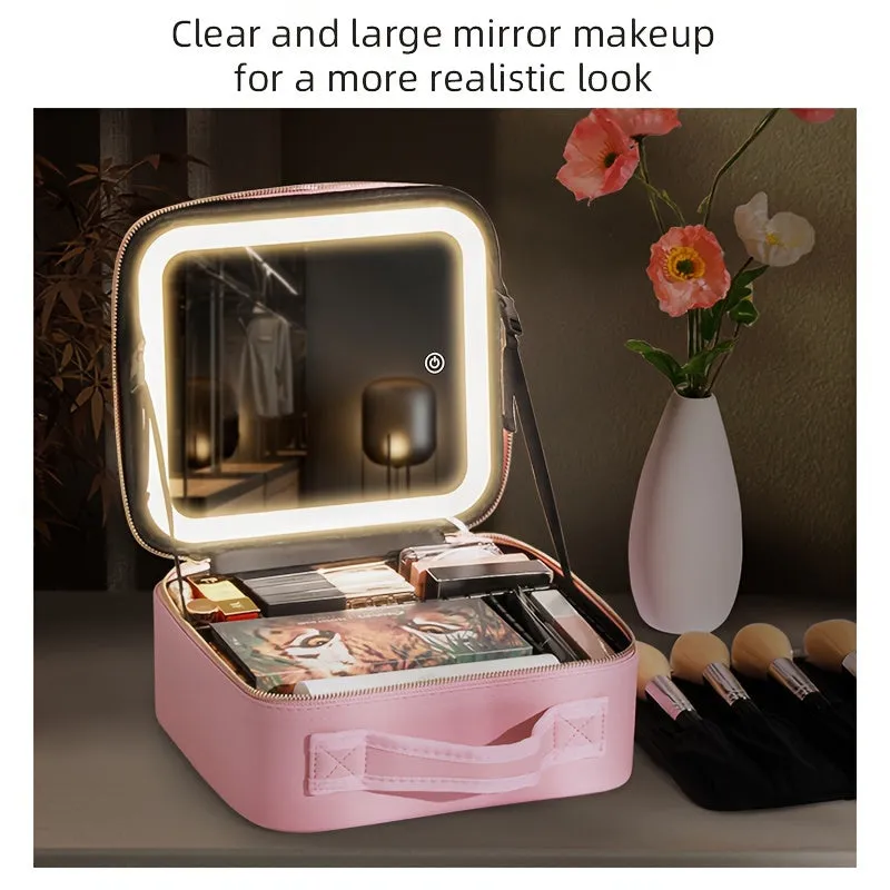 Travel Makeup Bag With LED Lighted & Mirror
