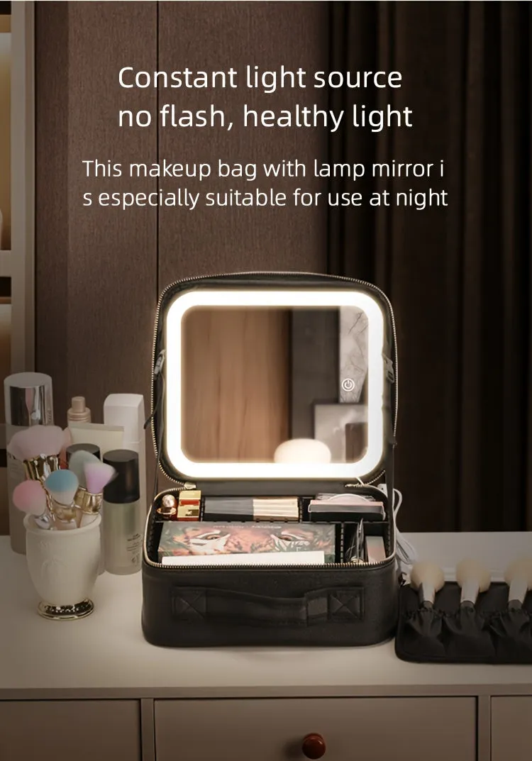Travel Makeup Bag With LED Lighted & Mirror