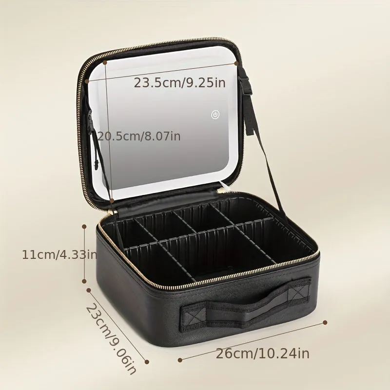 Travel Makeup Bag With LED Lighted & Mirror