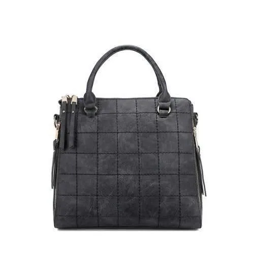 Trendy Solid Color and Stitching Design Tote Bag For Women - Gray