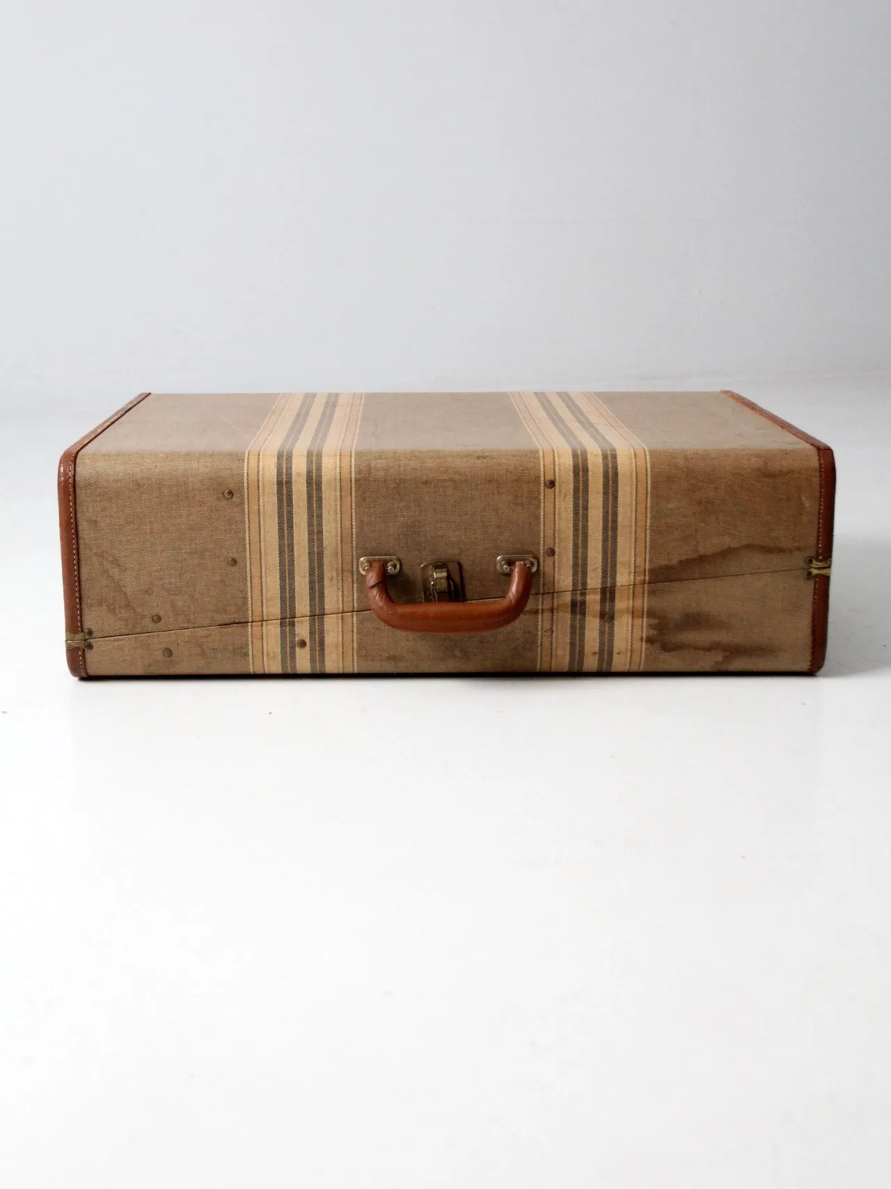 vintage striped wardrobe suitcase circa 1930